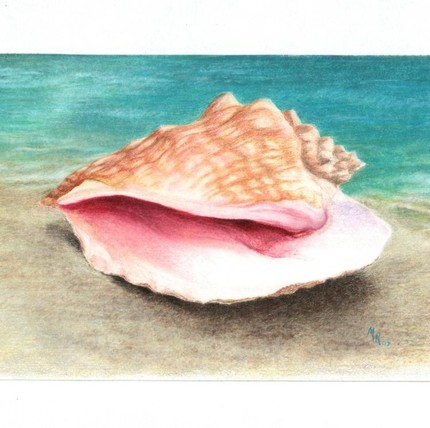 Beach Colored Pencil Drawing