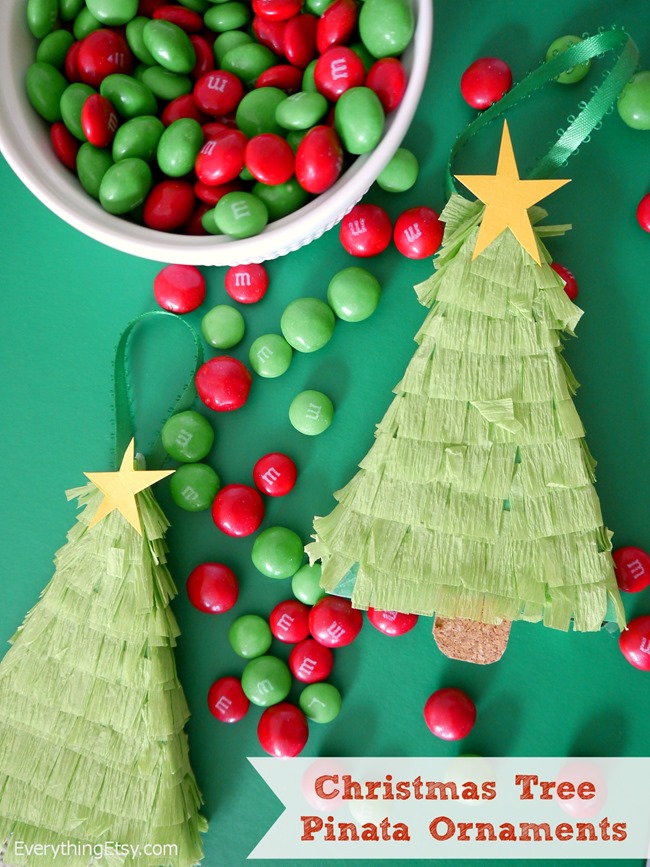 Christmas Tree Pinata Ornaments - Holiday Tutorial on EverythingEtsy.com