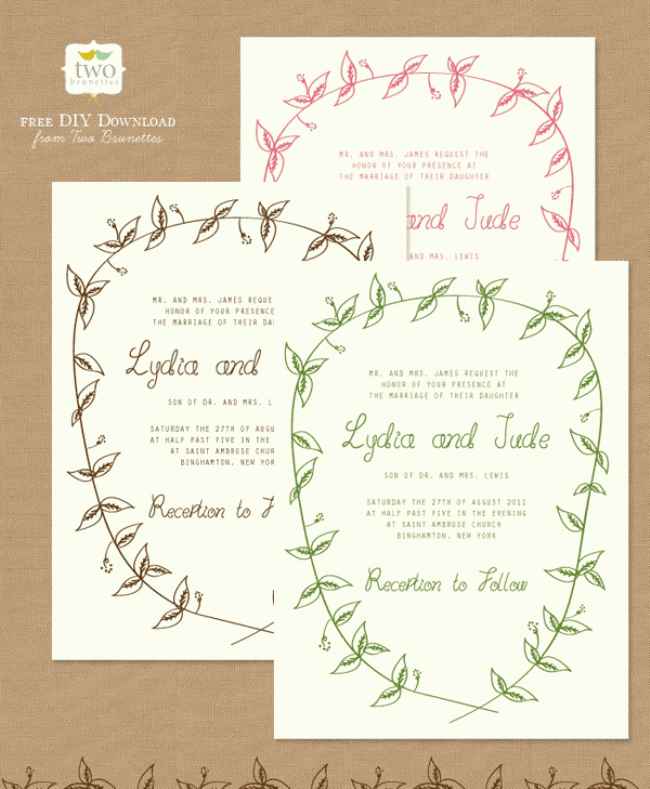 Free Wedding Printables–DIY Invitations