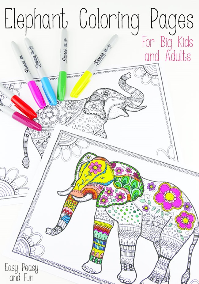 abstract elephant coloring pages for adults - photo #36