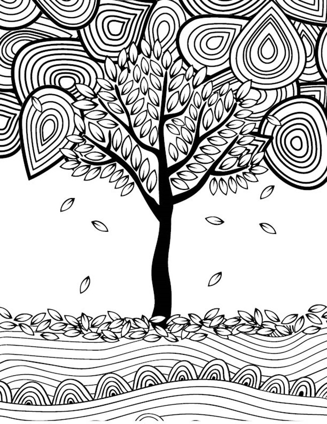 12 Fall Coloring Pages for Adults - Tree