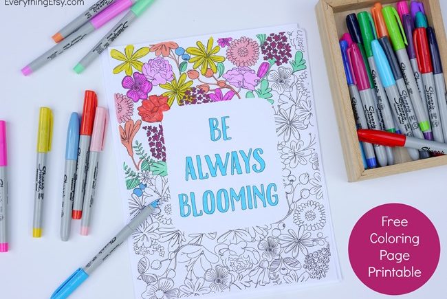 Be Always Blooming Adult Coloring Page Printable