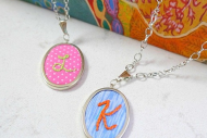 Initial Necklace DIY Gift–Embroidered Pendant