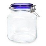 Square Jar with Blue Lid