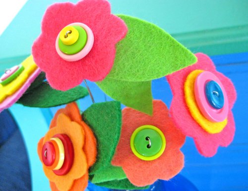 button felt flower bouquet