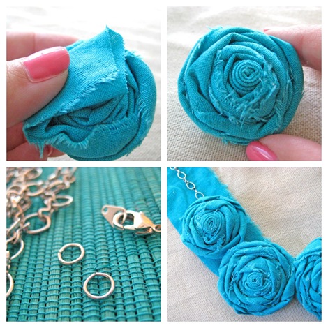 fabric rosette necklace collage 3