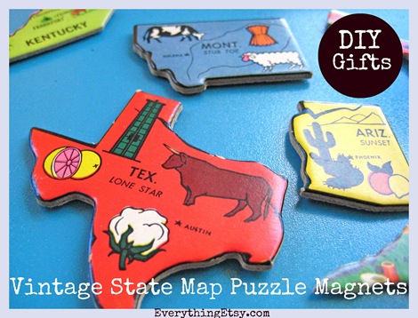 DIY Gifts - State Puzzle Magnets - Everything Etsy.com