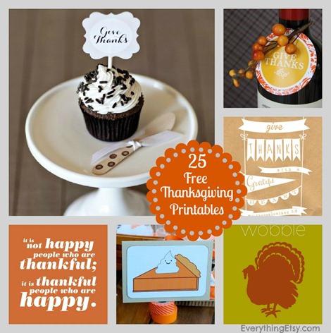 25 Free Thanksgiving Printables on EverythingEtsy.com