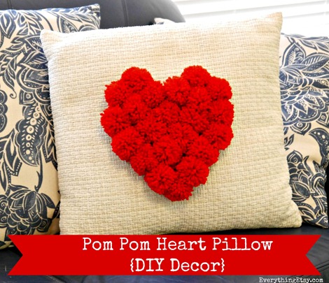 Pom Pom Heart Pillow {DIY Decor} on EverythingEtsy.com