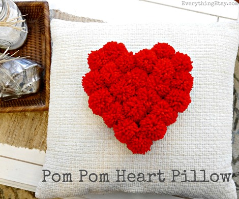 Pom Pom Heart Pillow {DIY}