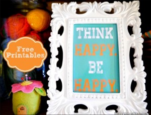 Free Printable Think Happy Be Happy at www.EverythingEtsy.com