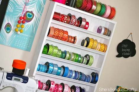 ribbon storage from She's Kinda Crafty