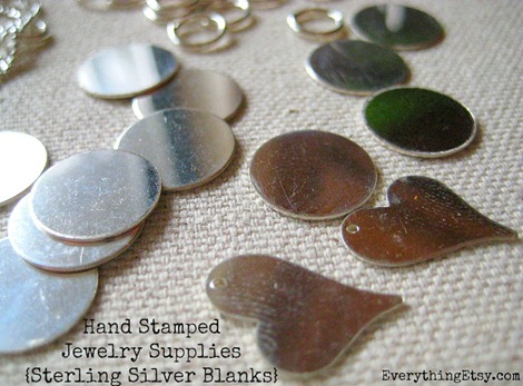 Hand stamped jewelry supplies - sterling silver blanks