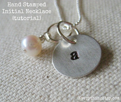 hand stamped initial necklace tutorial on EverytingEtsy.com