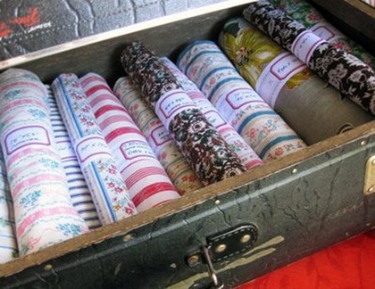 Fabric Scrap Storage - suitcase