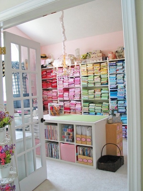 Sewing room fabric storage inspiration