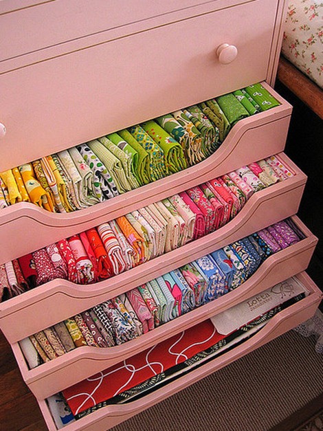 dresser full of fabric