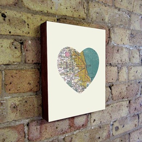 map heart art