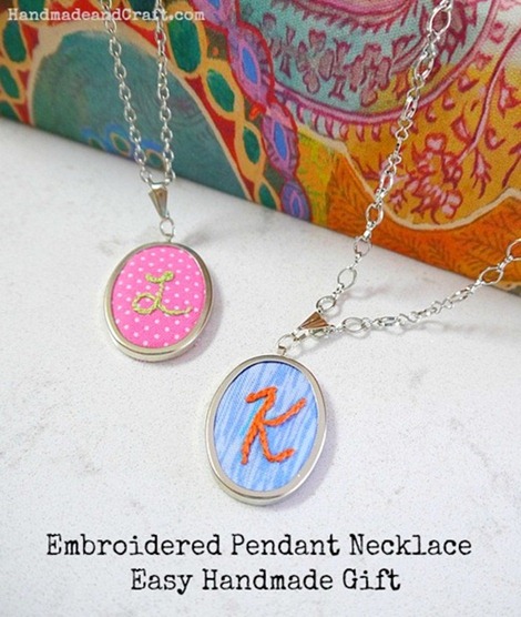 Embroidered Initial Necklace