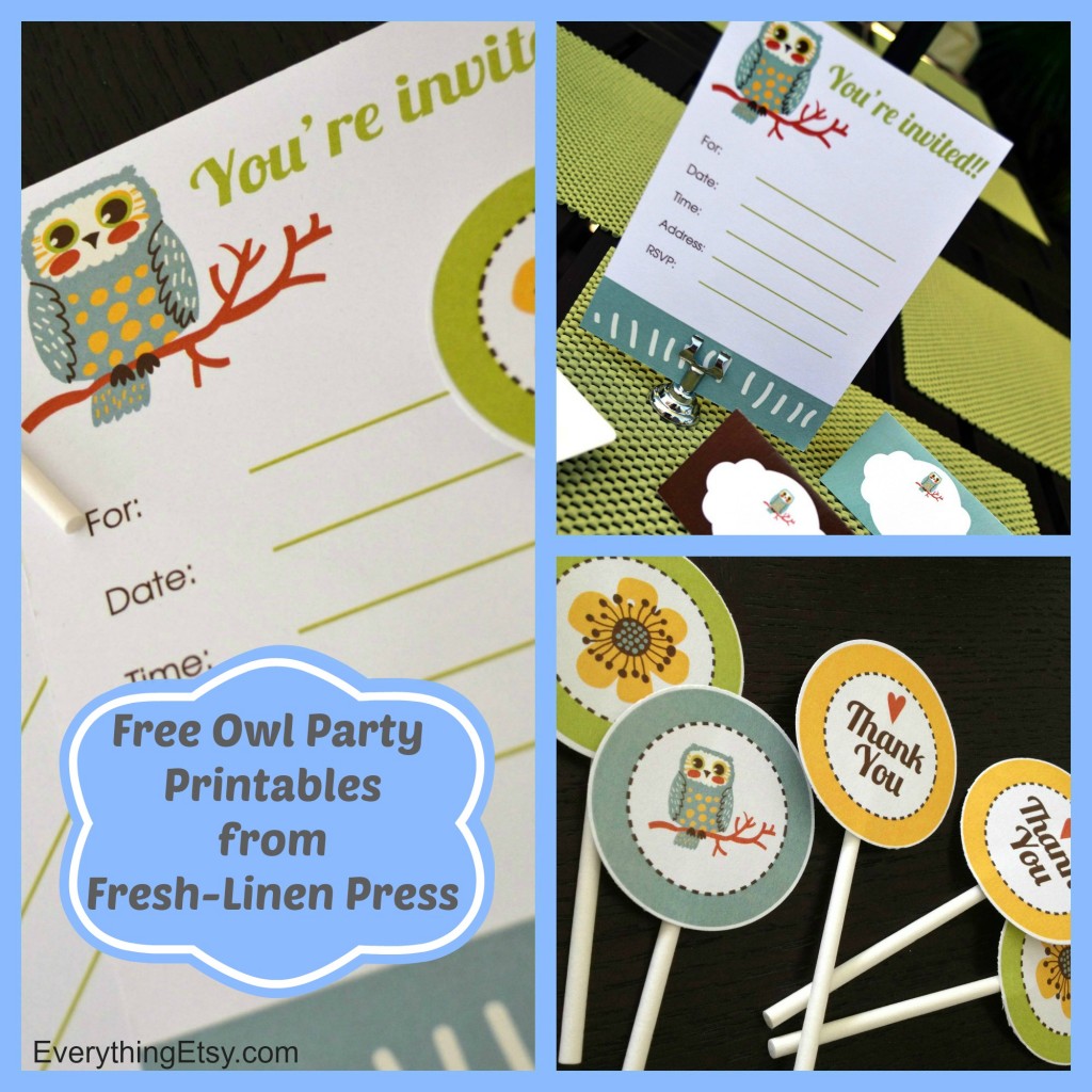Free Owl Party Printables from Fresh-Linen Press