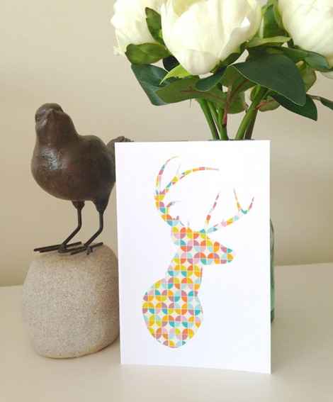 Geometric Deer Greeting Card on etsy