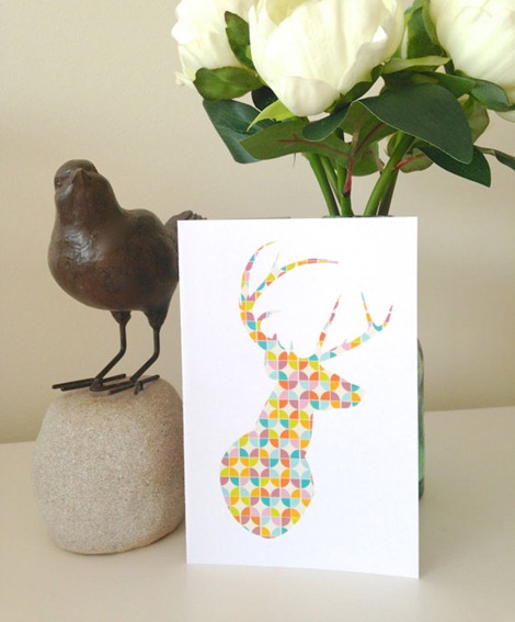 Geometric Deer Greeting Card on etsy