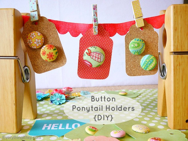 Handmade Gift - Button Ponytail Holders @EverythingEtsy