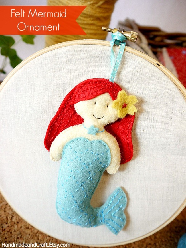 Felt Mermaid Pattern Ornament - HandmadeandCraft.Etsy