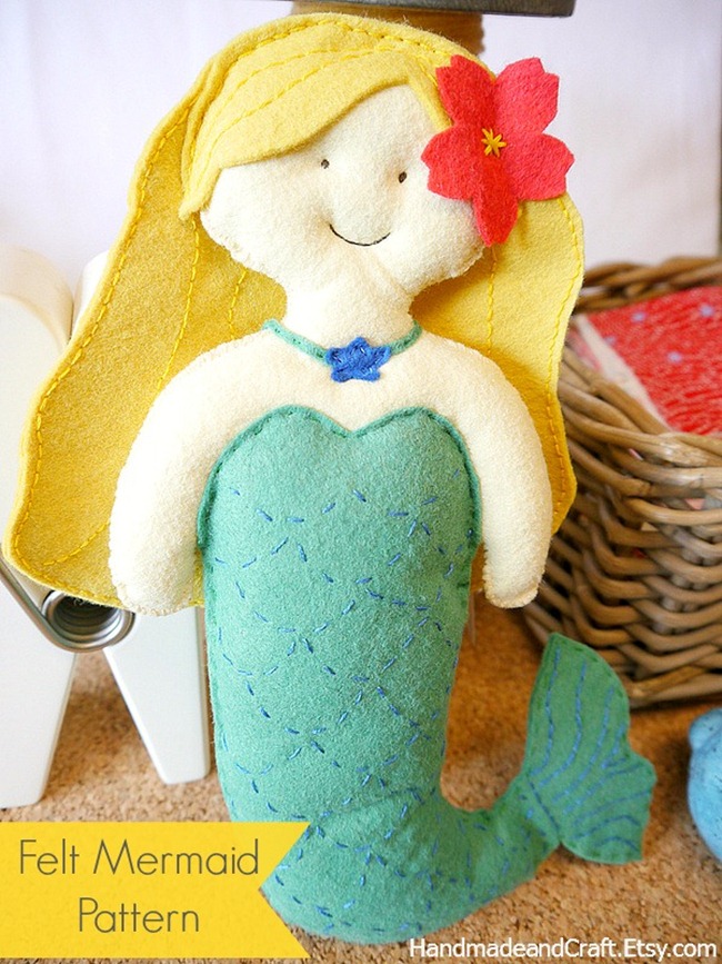 Felt Little Mermaid Pattern Plushie & Ornament - EverythingEtsy.com