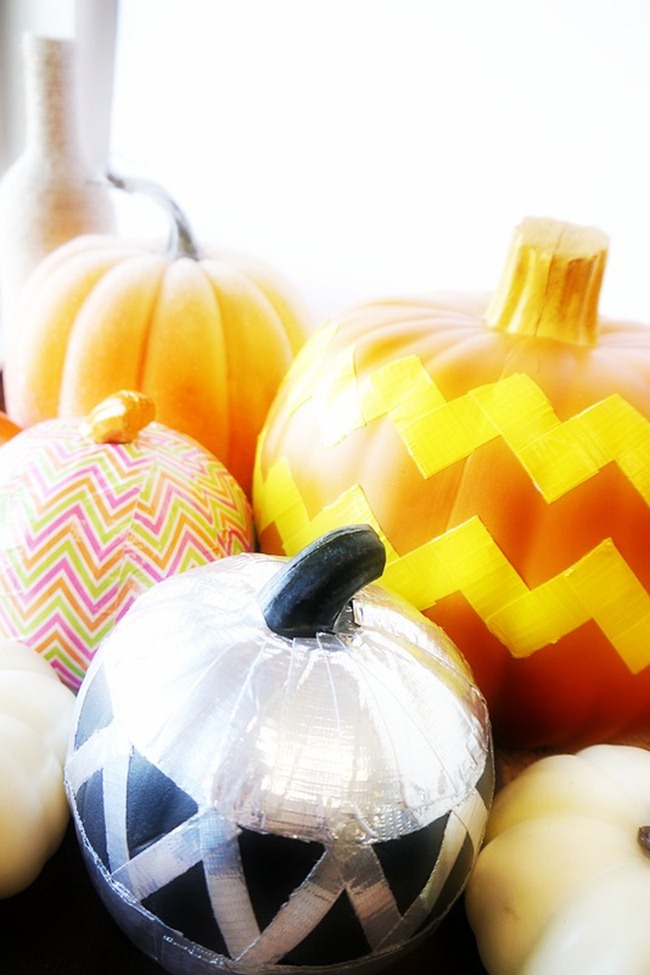 Duck Tape Pumpkins - bunch