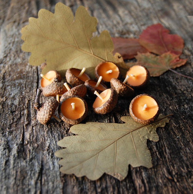 Fall home decor - acorn candles