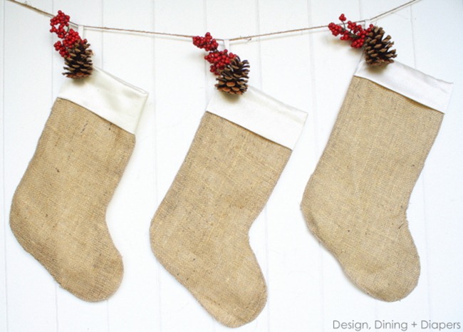 DIY stockings - burlap and berries