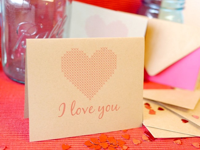 Cross Stitch Love Card Printable on EverythingEtsy.com