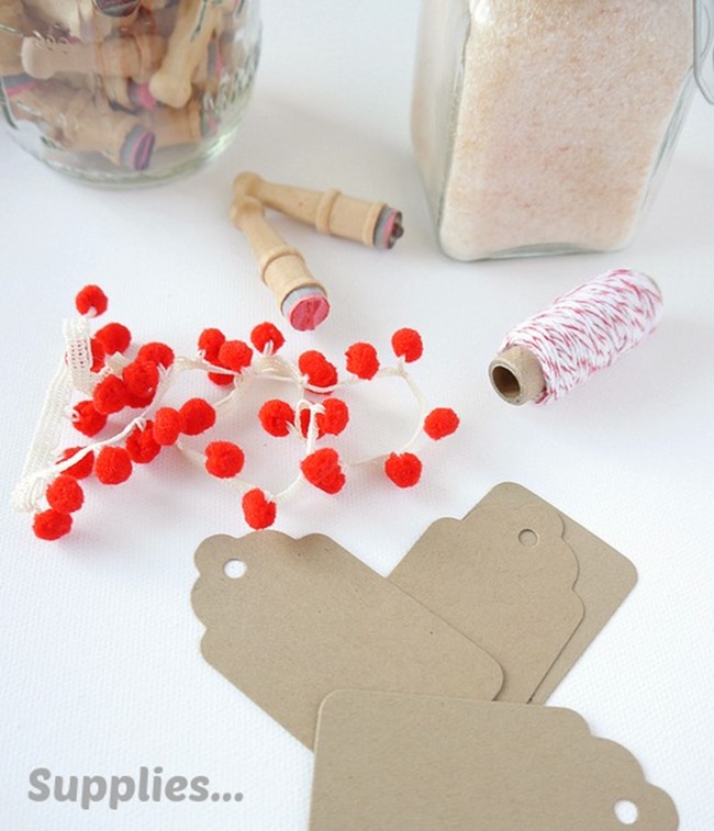 Valentine's Day Mini Pom Pom Gift Tag Supplies