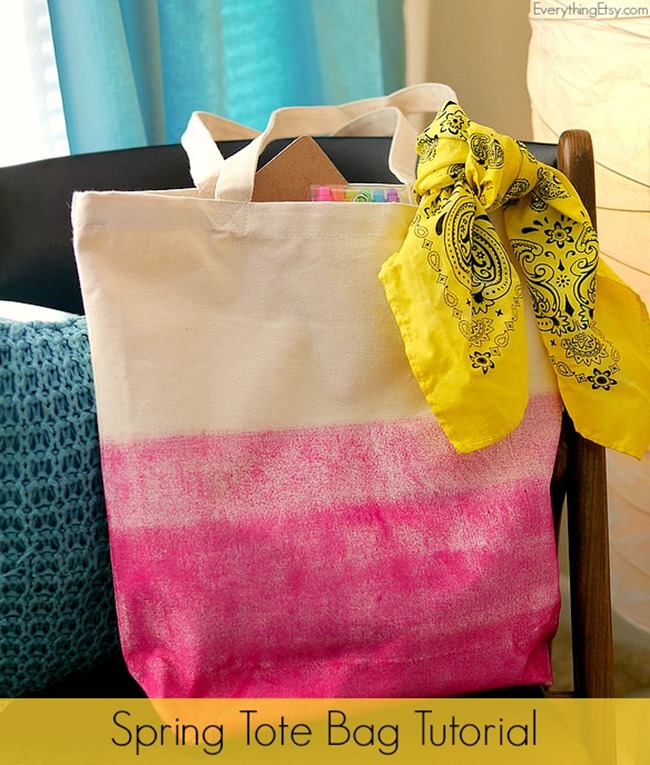 Spring Tote Bag Tutorial - Ombre - EverythingEtsy