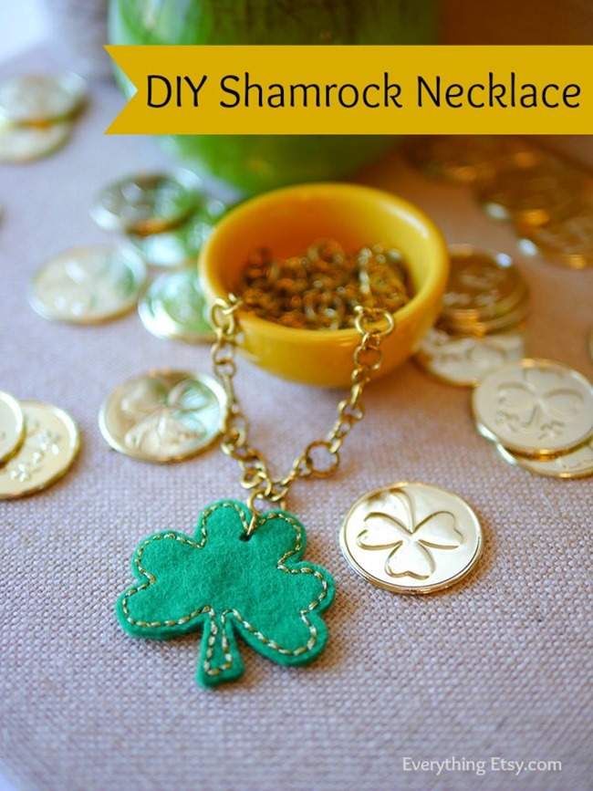 St. Patrick's Day Shamrock Felt Necklace Tutorial on Everything Etsy