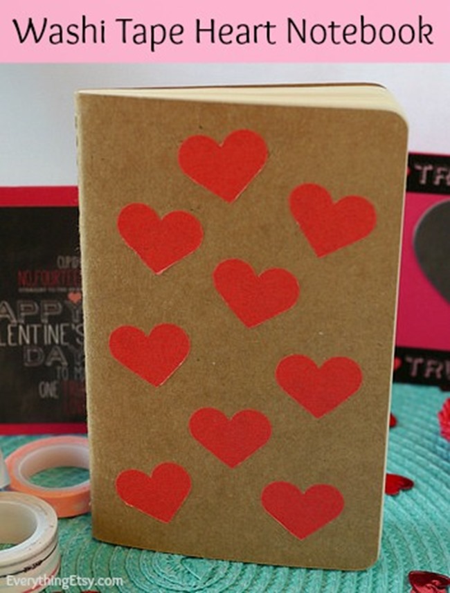 Washi Tape Heart Notebook Tutorial l EverythingEtsy.com l Easy DIY Gift!