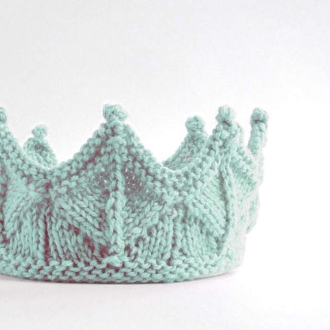 mint green knit crown on etsy