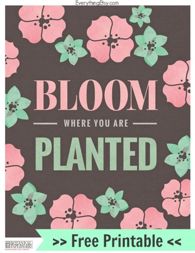 Spring Printable - free download - Bloom where you are planted - EverythingEtsy.com