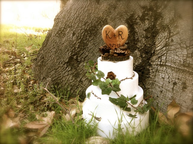 country wedding - handmade on etsy - rustic heart cake topper