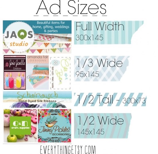 Ad sizes on Everything Etsy