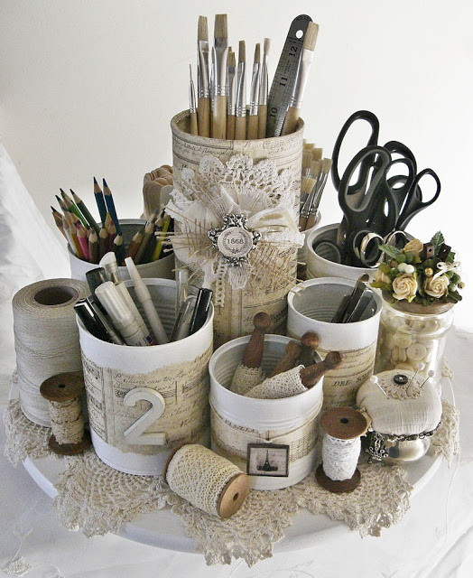 DIY Organize - Shabby Chic Cans