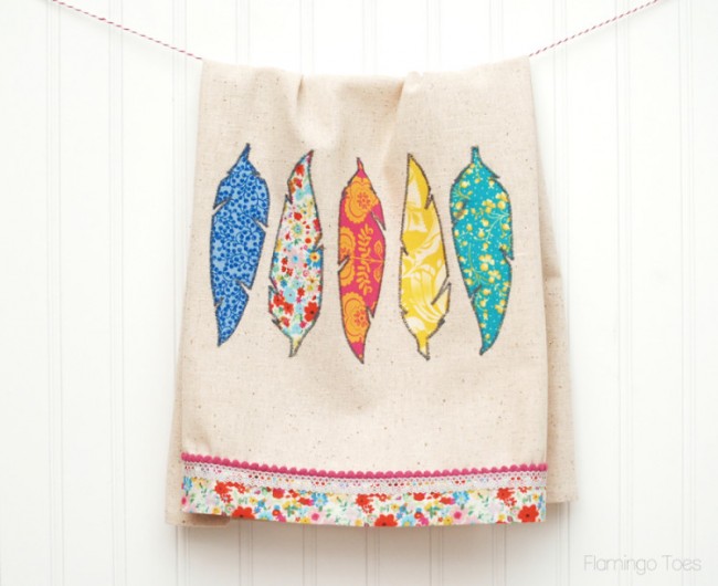 gifts to sew - feather dish towel