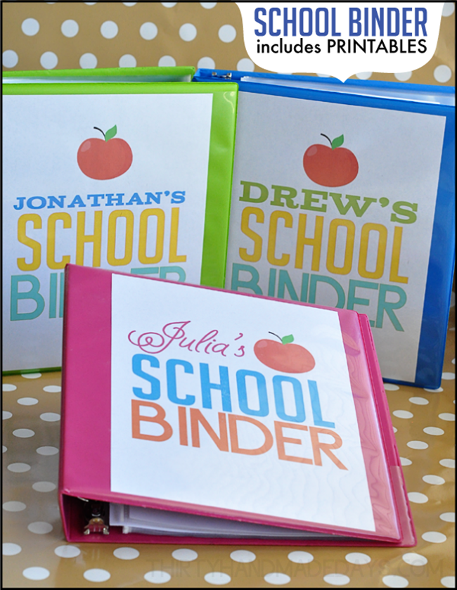 back to school binders - free printable