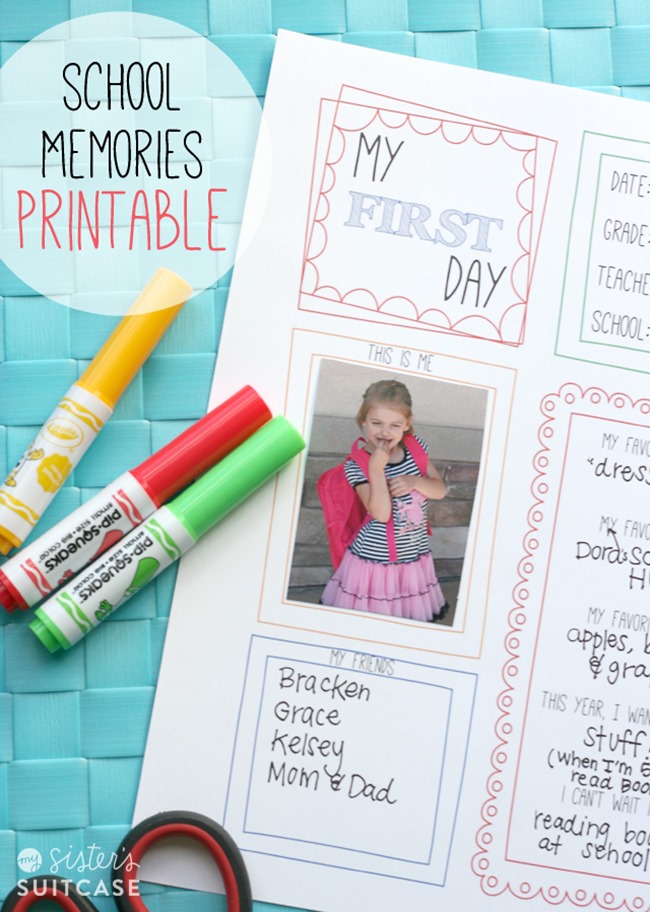 back to school memories free printable