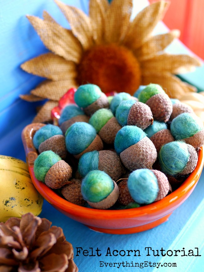 Felt Acorn Tutorial for Fall Decorating on EverythingEtsy.com