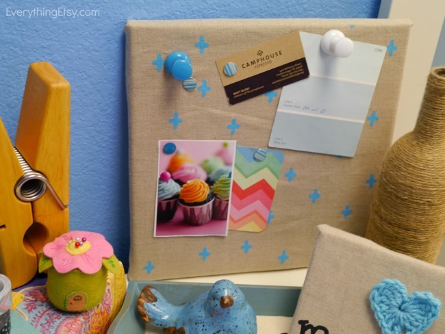 corkboard and tulip