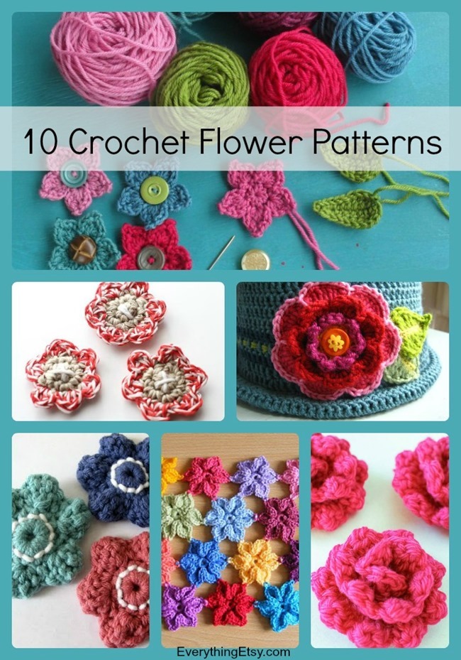 10 Crochet Flower Patterns - Free Designs for Spring