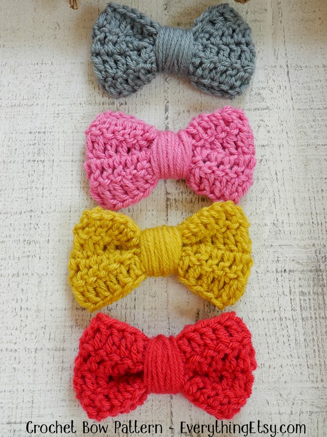 Crochet Bow Pattern - great for hair clips or any accessory - EverythingEtsy.com