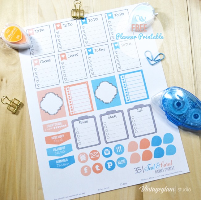 Free Planner Sticker Printables - teal